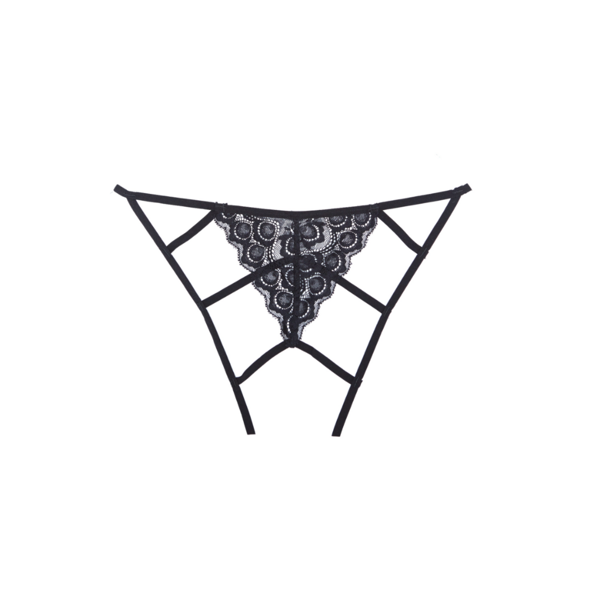 black strappy crotchless lace panty ouvert seductive lingerie fetish factory one-piece