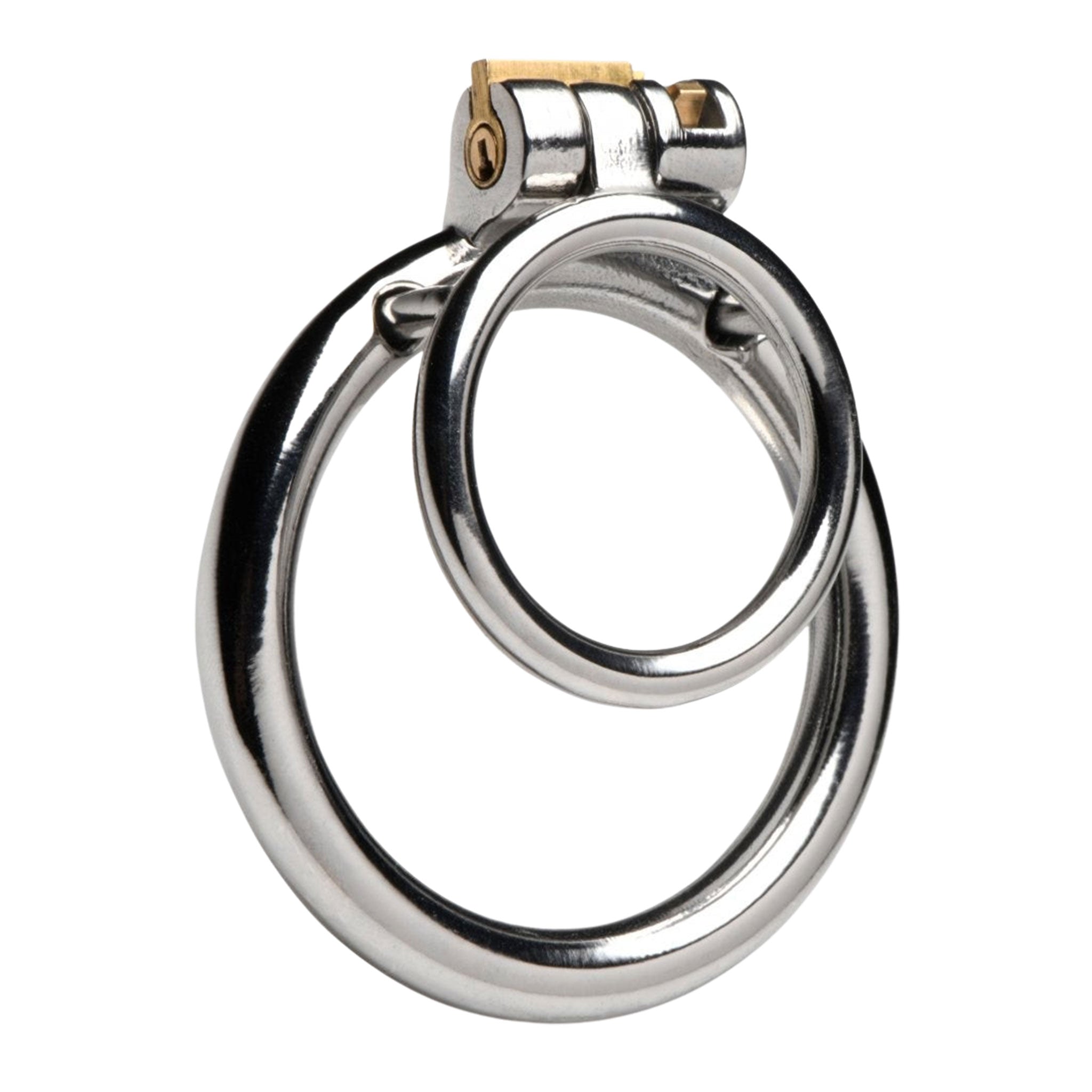 Stainless-steel chastity male-chastity cock&ball cbt cnb locking lockable locking-pin ring cock cock-ring cockring non-vibe nonvibe non-vibrating non-vibrating restricting scrotum rigid fetish fashion alt-fashion bdsm bdsm-toys bondage kink kinky kinky-play adult-toys silver