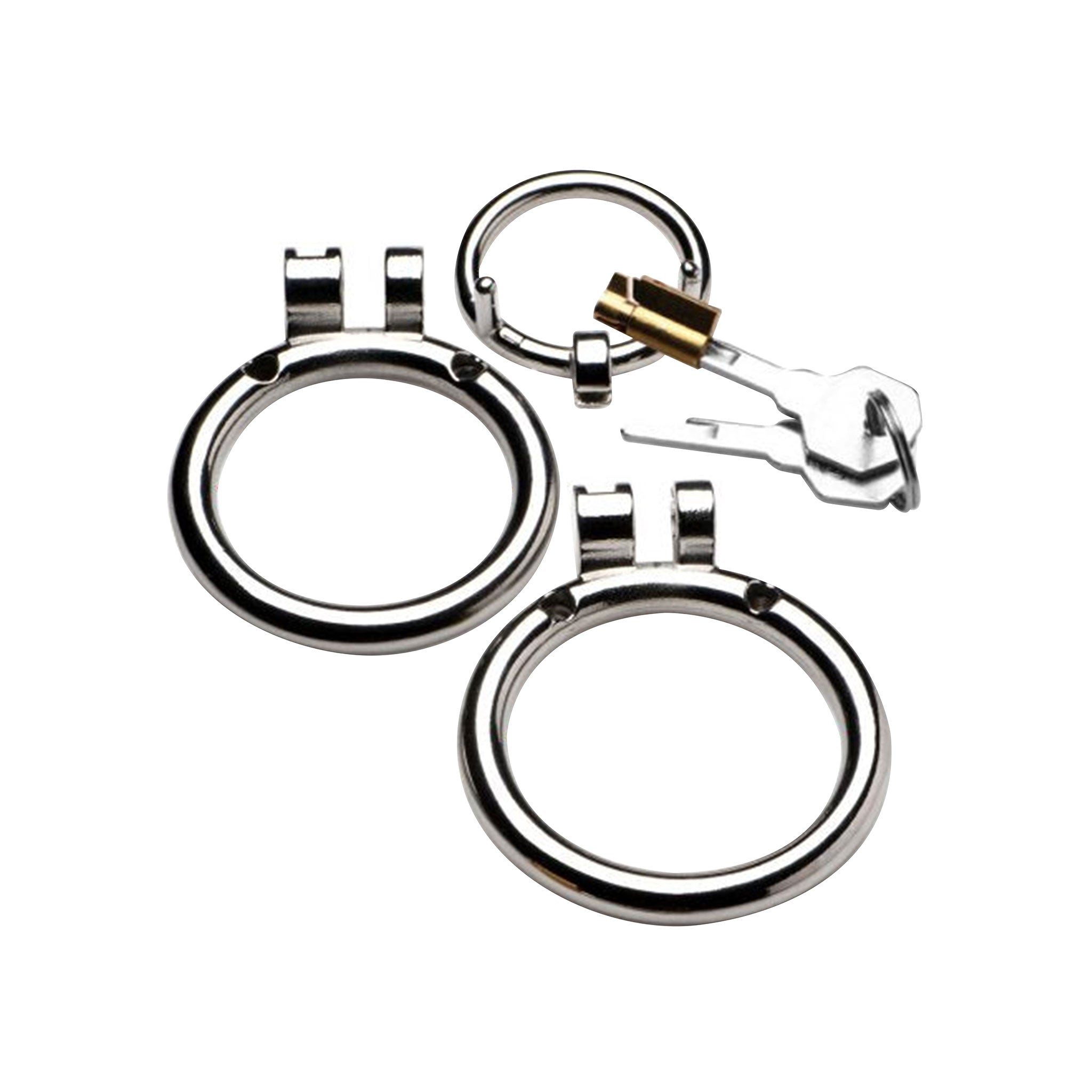 Stainless-steel chastity male-chastity cock&ball cbt cnb locking lockable locking-pin ring cock cock-ring cockring non-vibe nonvibe non-vibrating non-vibrating restricting scrotum rigid fetish fashion alt-fashion bdsm bdsm-toys bondage kink kinky kinky-play adult-toys silver