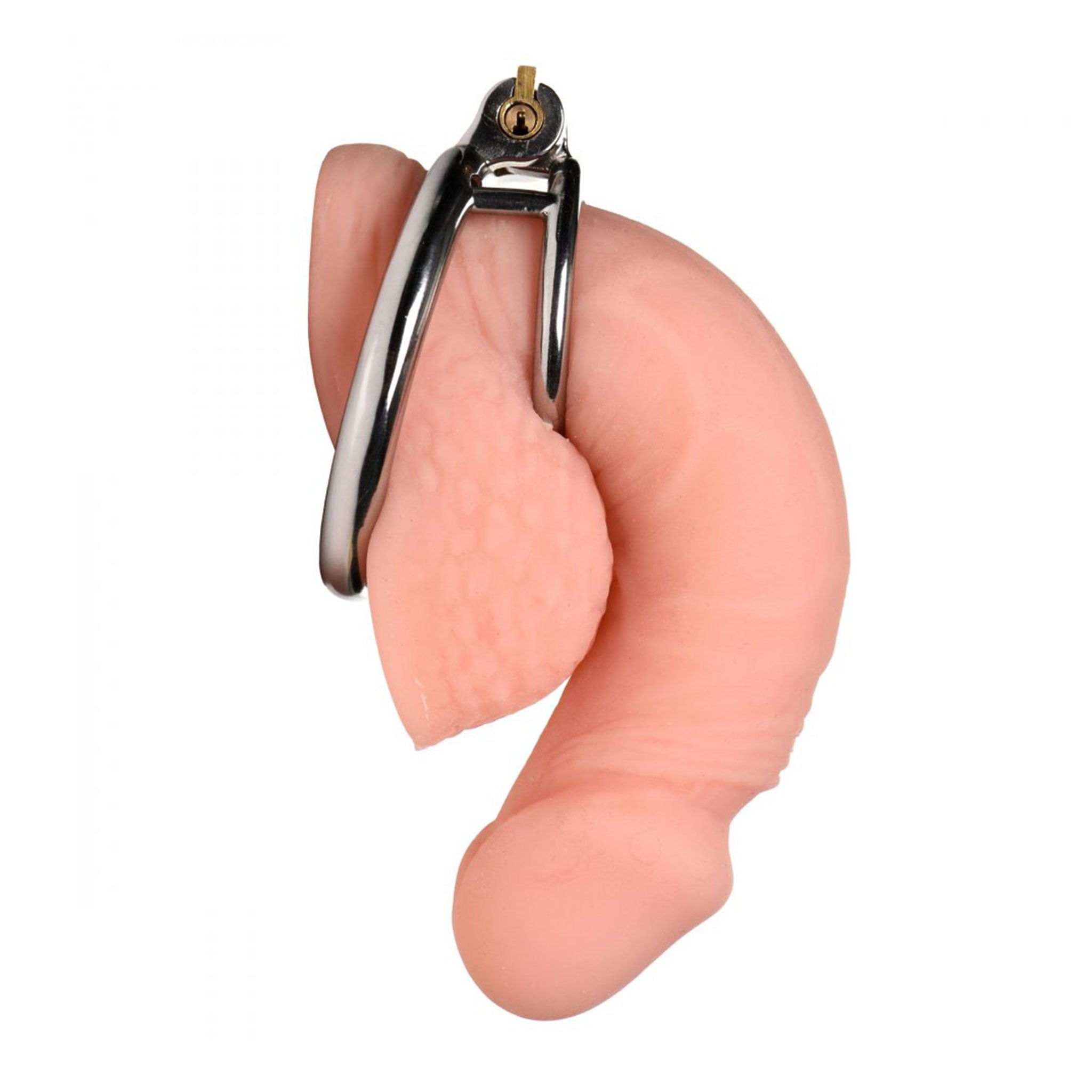 Stainless-steel chastity male-chastity cock&ball cbt cnb locking lockable locking-pin ring cock cock-ring cockring non-vibe nonvibe non-vibrating non-vibrating restricting scrotum rigid fetish fashion alt-fashion bdsm bdsm-toys bondage kink kinky kinky-play adult-toys silver