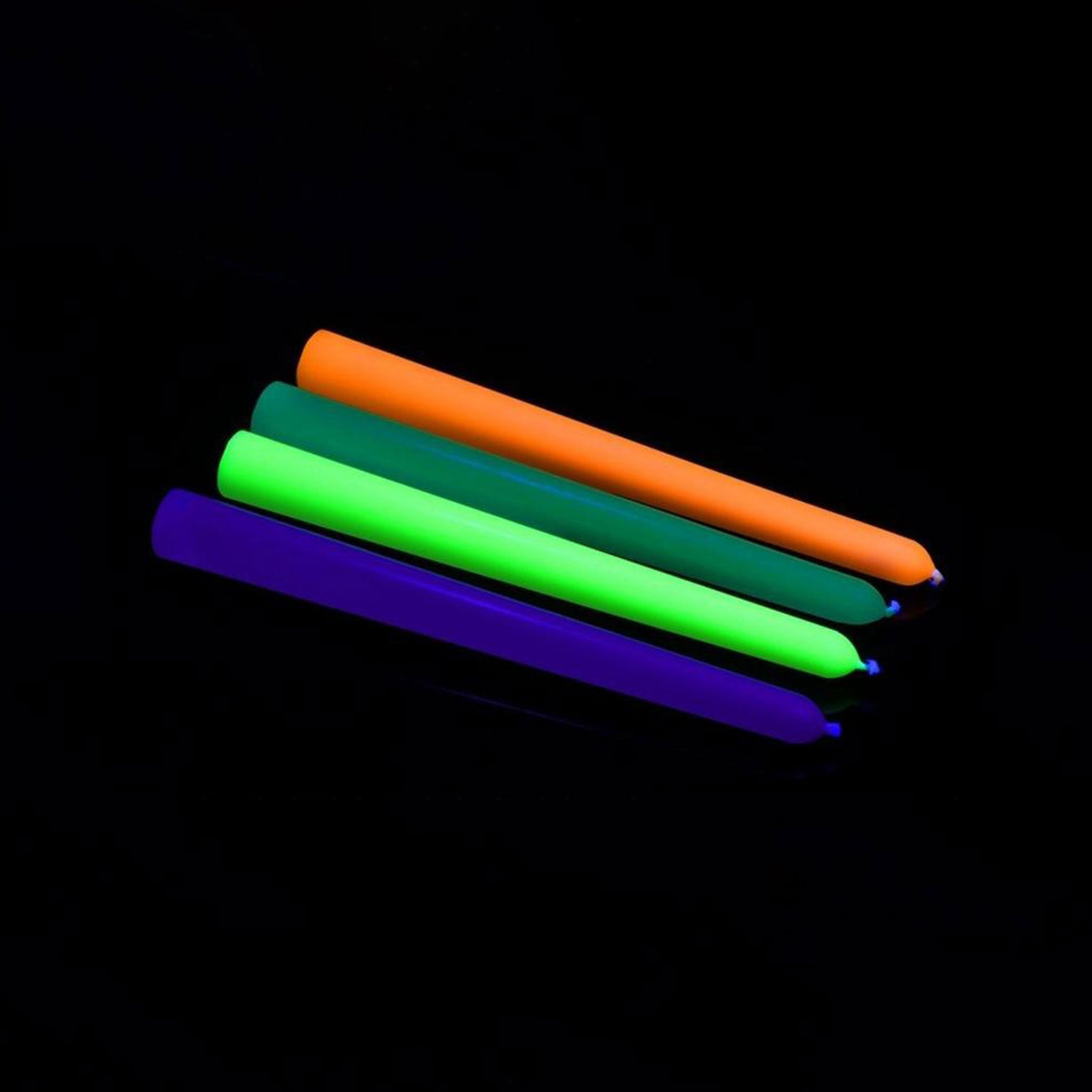 Candles melting wax drip dripping UV blacklight glow-in-the-dark sensory-play wax-play kink kinky kinky-play gift 4pc 4-piece four-piece adult-toys green blue yellow orange