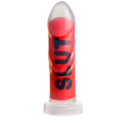 MS SLUT Silicone Dildo, red, clear, ribbed shaft, suction cup, strap-on compatible, body-safe silicone, BDSM toy.