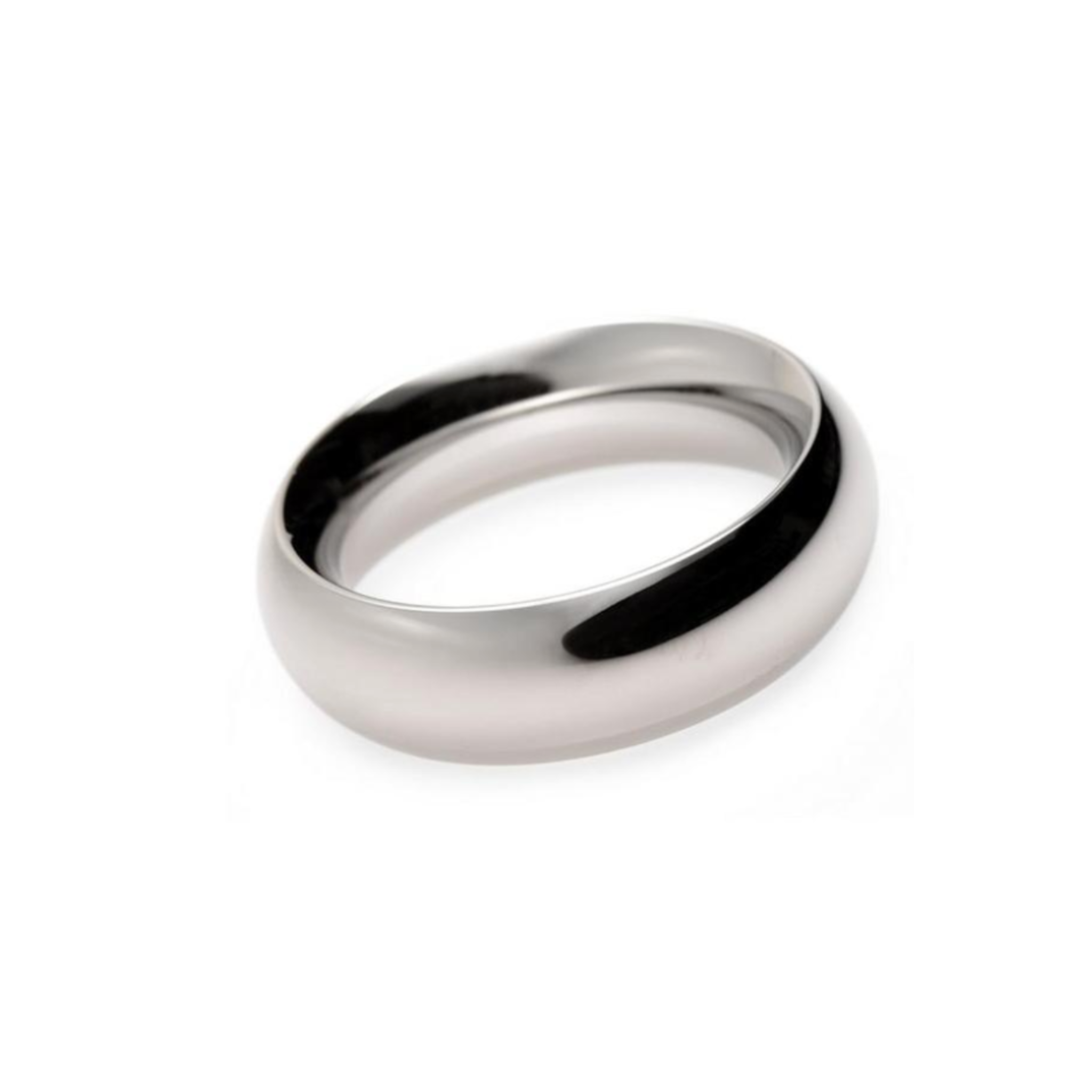 Stainless steel cock ring with a smooth, polished finish.