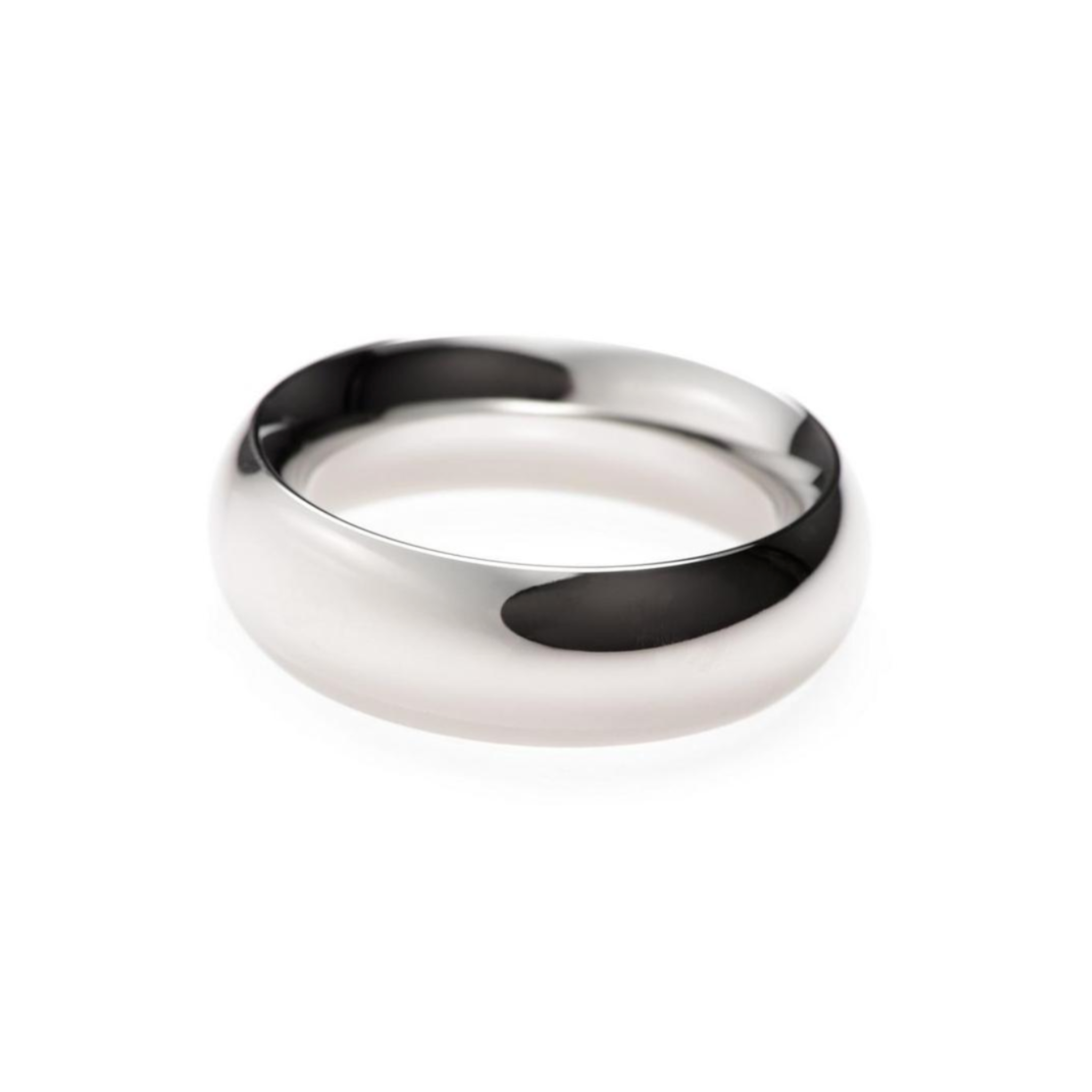 Stainless steel cock ring with a smooth, polished finish.