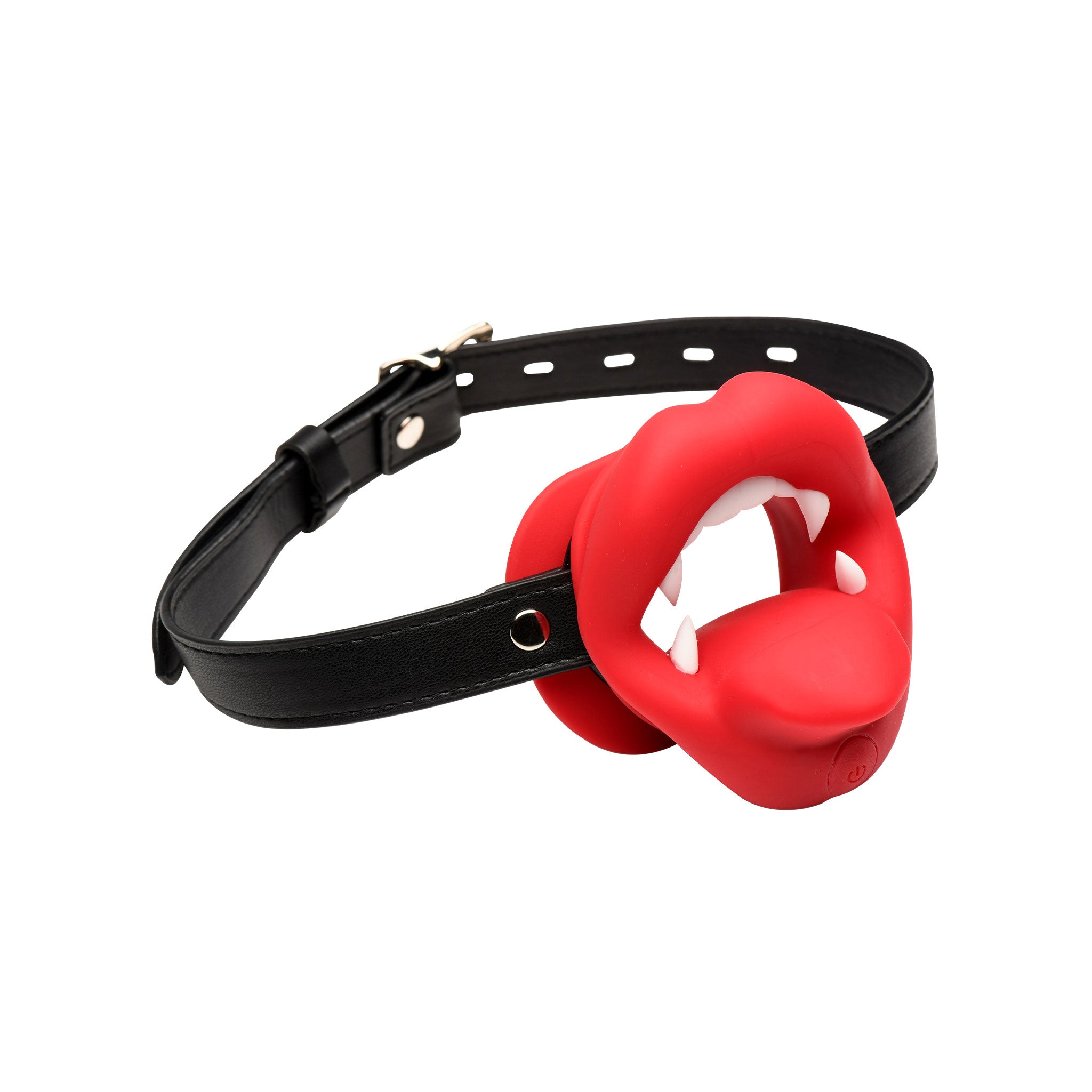 Silicone vegan-leather mouth gag mouth-gag bondage bdsm bdsm-gear vampire adjustable buckle kink kinky kinky-play valentines valentines-day adult-toys unisex red black