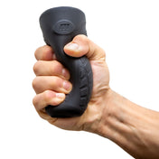 Silicone platinum-cured liquid-silicone phthalate-free paraffin-free latex-free fragrance-free unscented body-safe jacking-off jack-off masturbator stroker stroking masturbator-sleeve textured-sleeve internal-tickler tickler-texture self-squeezing pleasure-ridges open-ended textured-chambers soft flexible squishy nonvibe nonvibrating non-vibe non-vibrating adult-toys male masculine masc mens guys dudes black