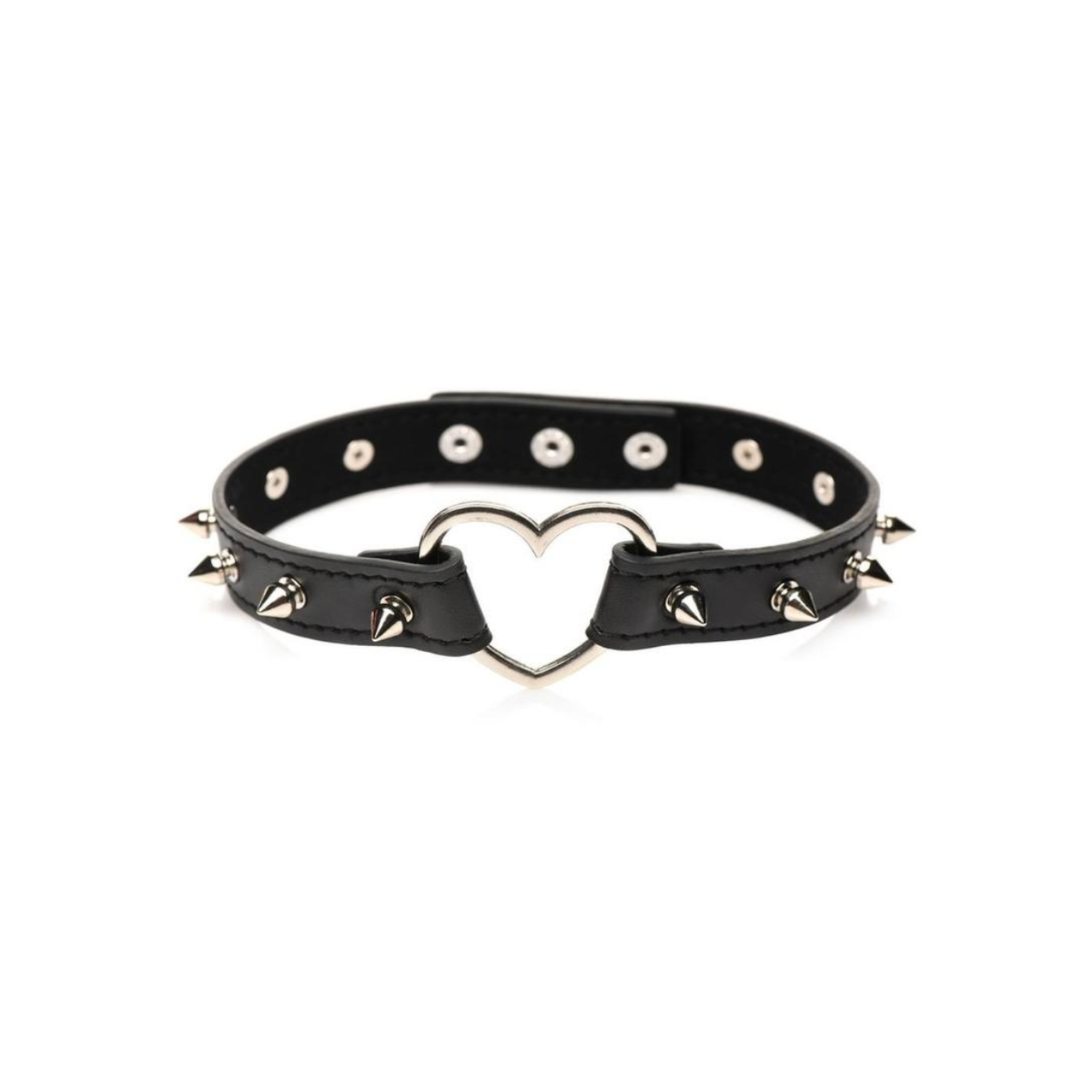 master series spiked heart choker black vegan leather collar heart accent spikes adjustable snap closure gothic punk accessory edgy fashion alternative style collar
