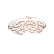 Leather vegan-leather blindfold eyemask eye-mask adjustable buckle sensation sensory-play fetish bdsm kink kinky kinky-play animal animal-play pet-play cat kitty kitten adult-toys white pink animal-print animal-stripes