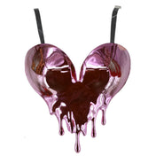 Plastic polypropylene chrome-plastic PVC vinyl apparel tops bodice breastplate halter-top halter-neck heart-shaped melting-heart sculpted-top dripping droplets back-closure back-strap elasticized bikini-clasp adjustable fitted reflective fetish fashion alt-fashion alternative punk cyber cyberpunk ravewear raver-babe festivalwear special-occasion kink kinky kinkwear costume cosplay halloween valentines valentines-collection be-mine female femme feminine womens pink chrome