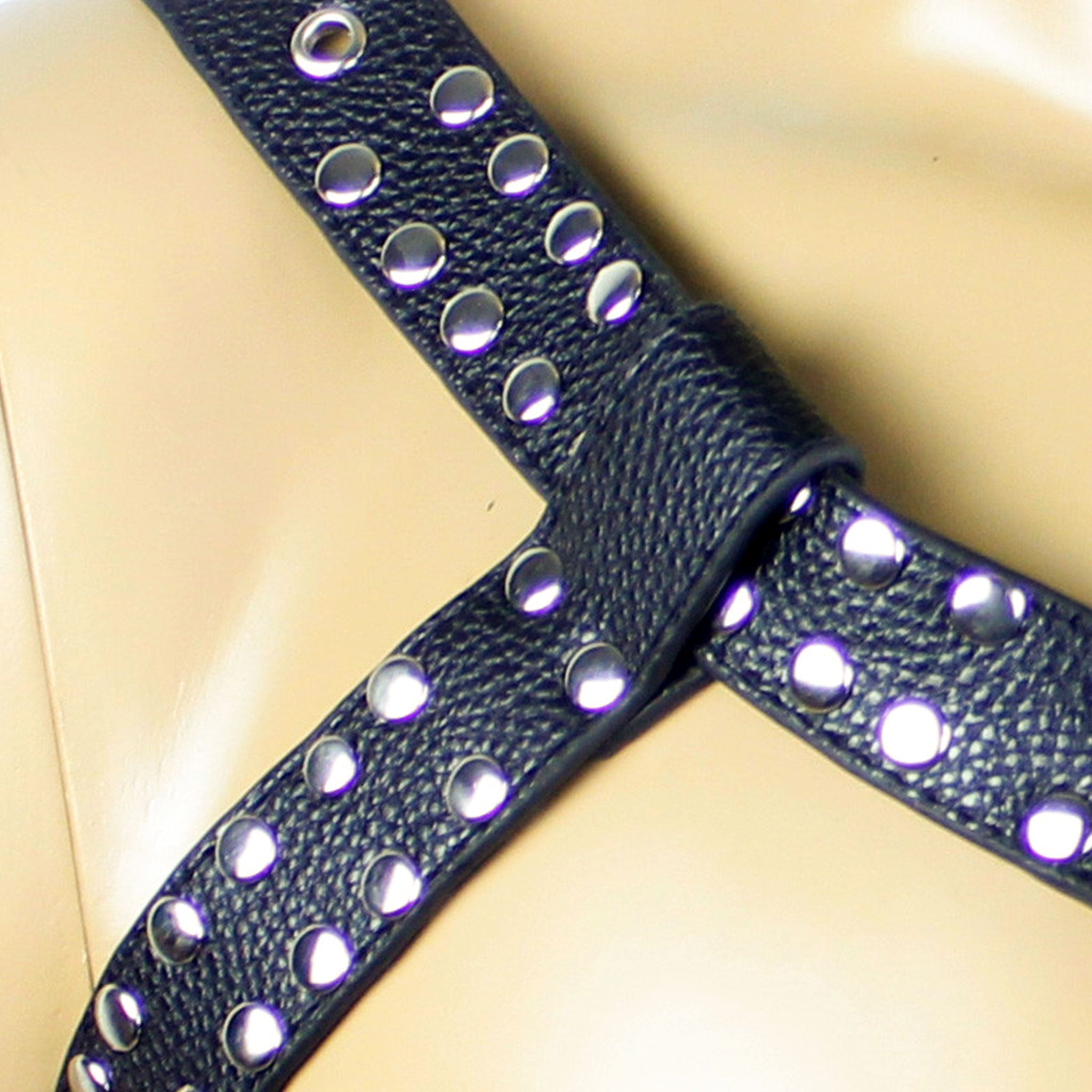 PVC vegan-leather pebble-grain accessories harness chest-harness studs studded O-ring double-strap adjustable buckle grommets pecs pectorals simple eye-catching heavy-duty fetish fashion alt-fashion clubwear festivalwear ravewear rave bondage bdsm bdsm-gear kink kinky kinky-gear kinkwear costume cosplay halloween male masculine masc guys dudes mens menswear black gay lgbtq pride