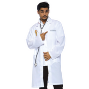 men’s doctor costume dr phil good 2 piece set button front white coat embroidered name badge toy stethoscope sexy men’s halloween costume roleplay outfit fetish factory