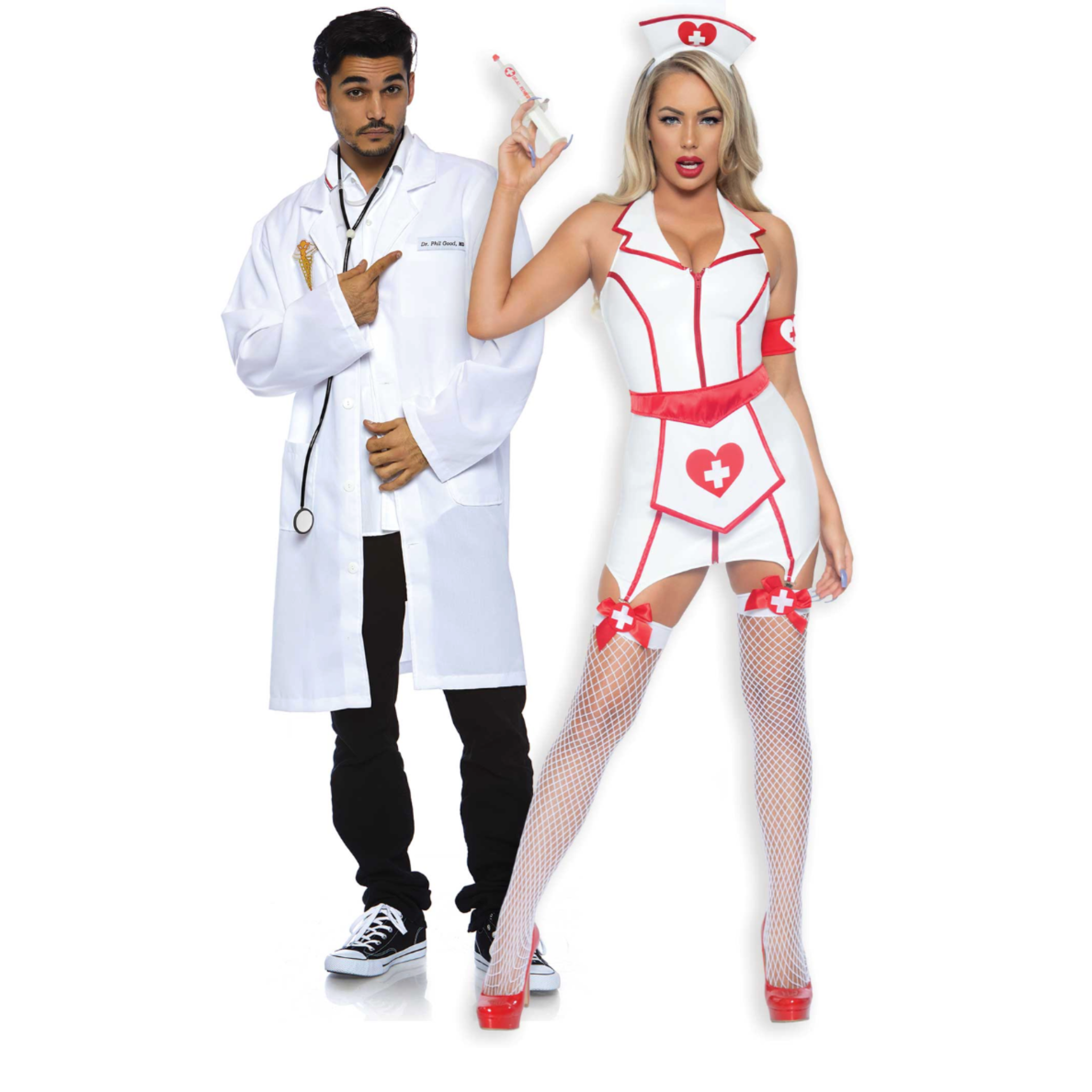 men’s doctor costume dr phil good 2 piece set button front white coat embroidered name badge toy stethoscope sexy men’s halloween costume roleplay outfit fetish factory