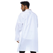 Polyester plastic rubber apparel costume-set lab-coat button-up collared name-plate toy-stethoscope sexy playful fashion alt-fashion party costume-party masquerade bondage bdsm bdsm-fashion kink kinky kinkwear roleplay role-play occupation doctor scientist cadeuceus rod-of-asclepius medical-symbols dr-phil-good playing-doctor examination costume cosplay halloween medical male masculine masc mens menswear guys dudes unisex white