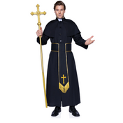 men’s priest costume 2 piece set robe with attached cape cross belt catholic halloween costume sexy roleplay outfit fetish factory