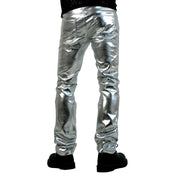 PVC vinyl polyurethane leather faux-leather vegan-leather apparel bottoms pants trousers jeans skinny-jeans skinny-fit bone stretchy fetish fashion alt-fashion alternative rocker glam goth gothic cyber cyberpunk burning-man rave ravewear techno clubwear nightlife kink kinky kinkwear male masculine masc mens guys dudes horse-and-horn silver