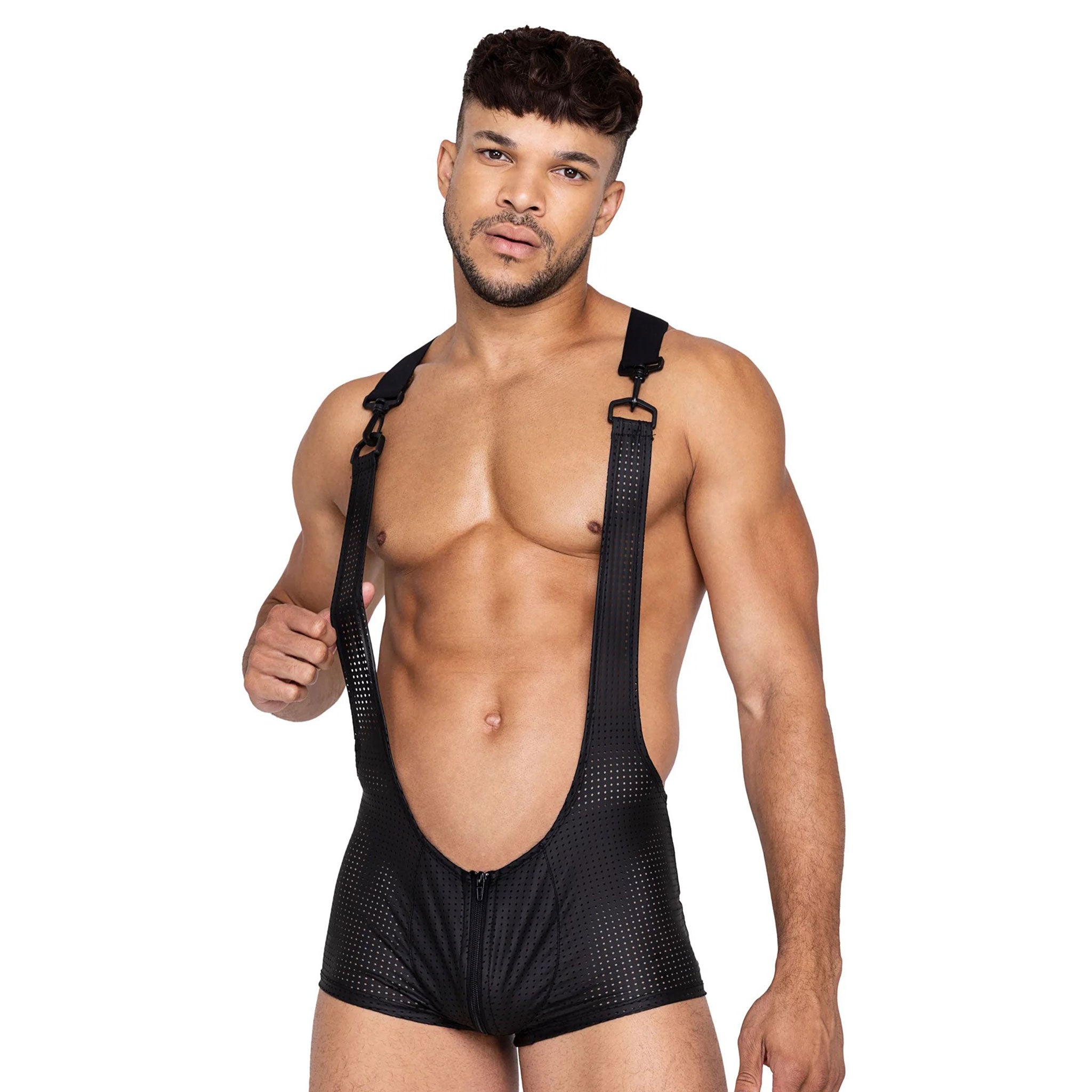 Spandex perforated one-piece onesie singlet sleeveless catsuit cat-suit wrestling D-ring O-ring Y-back spring-clasp shoulder-clasp breathable jock athlete athletic sports varsity-jock varsity-sports varsity school college school-sports wrestling-team college-wrestling folkstyle-wrestling freestyle-wrestling greco-roman classic-wrestling wrestling-leotard grappling submission domination costume cosplay halloween male masculine masc mens menswear guys dudes gay black
