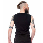 Cotton webbing webbing-straps apparel top shirt tshirt t-shirt teeshirt t-shirt sleeveless vest crew-neck eyelets triangle-ring O-ring comfortable fetish fashion alt-fashion alternative punk goth gothic cyber emo rocker industrial heavy-metal bondage-inspired costume cosplay halloween male masculine masc mens guys dudes black