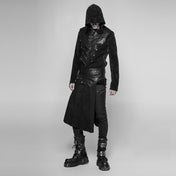 men’s vintage punk kilt black pleated punk skirt with leather straps side lacing heavy metal hardware gothic kilt fetish fashion