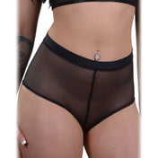 mesh high waisted shorts black sheer cheeky retro lingerie fetish style USA made