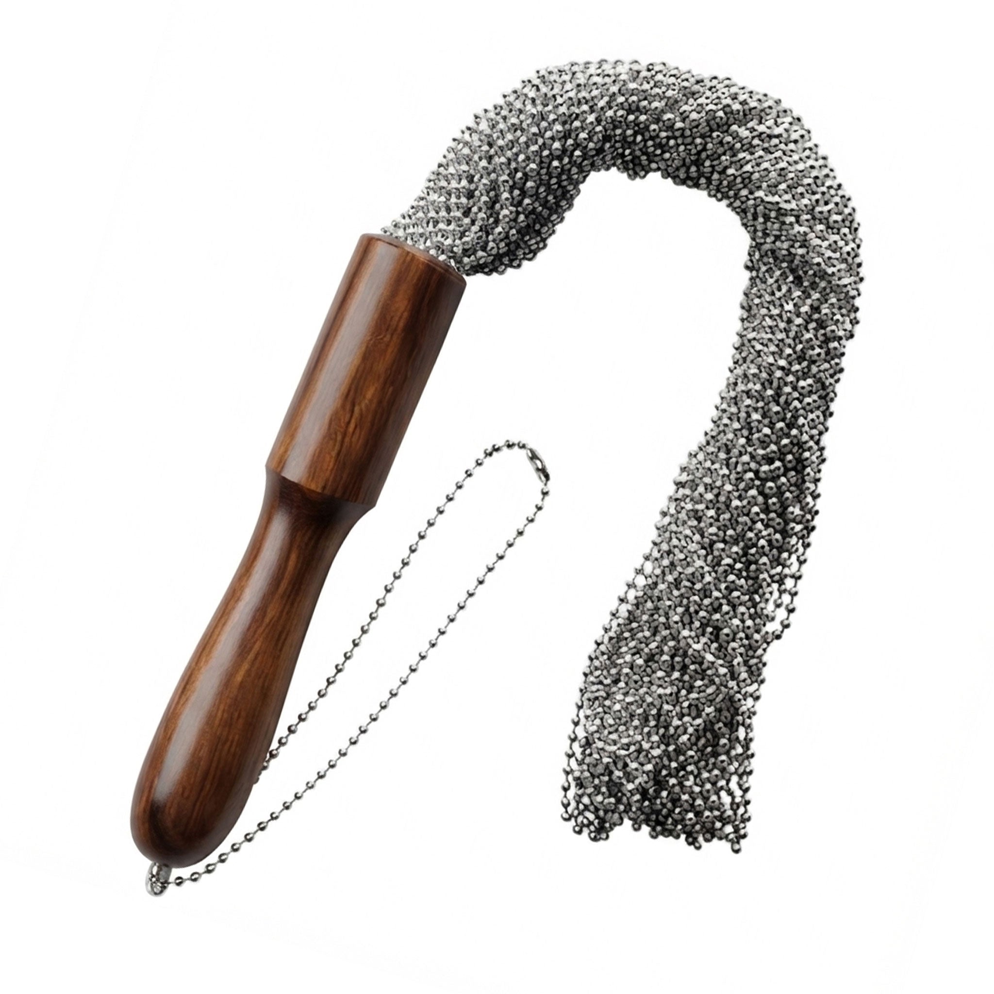 Wood metal-chain #13-beaded ball-chain accessories bedroom-weapons whip flogger chain-falls wooden-handle handle-loop brutal fetish fashion alt-fashion alternative bedroom dungeon dungeon-play bondage bdsm bdsm-toys bdsm-play bdsm-gear kink kinky kinky-toys kinky-play impact impact-play impact-toys sensation sensory sensory-play punishment pain spanking sting teasing striking adult-toys unisex brown silver