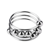 Stainless steel metal metallic cock ring cockring cock-ring coil coiled beaded beads stamina endurance enhancing cock-and-ball cock&ball cnb bondage bdsm bdsm-gear pleasure support constriction firm snug sleek kink kinky kinky-play adult-toys sex-toys silver