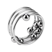 Stainless steel metal metallic cock ring cockring cock-ring coil coiled beaded beads stamina endurance enhancing cock-and-ball cock&ball cnb bondage bdsm bdsm-gear pleasure support constriction firm snug sleek kink kinky kinky-play adult-toys sex-toys silver