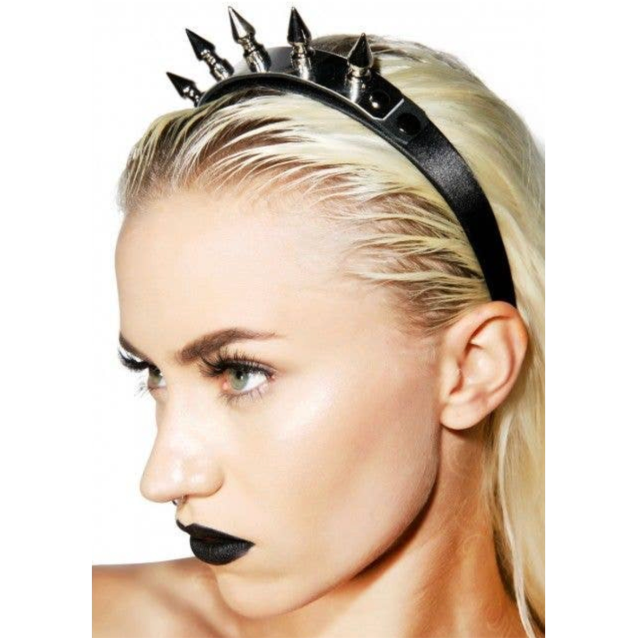 metal plate spike headband gothic punk accessory silver spiked crown fetish fashion bold statement hair band