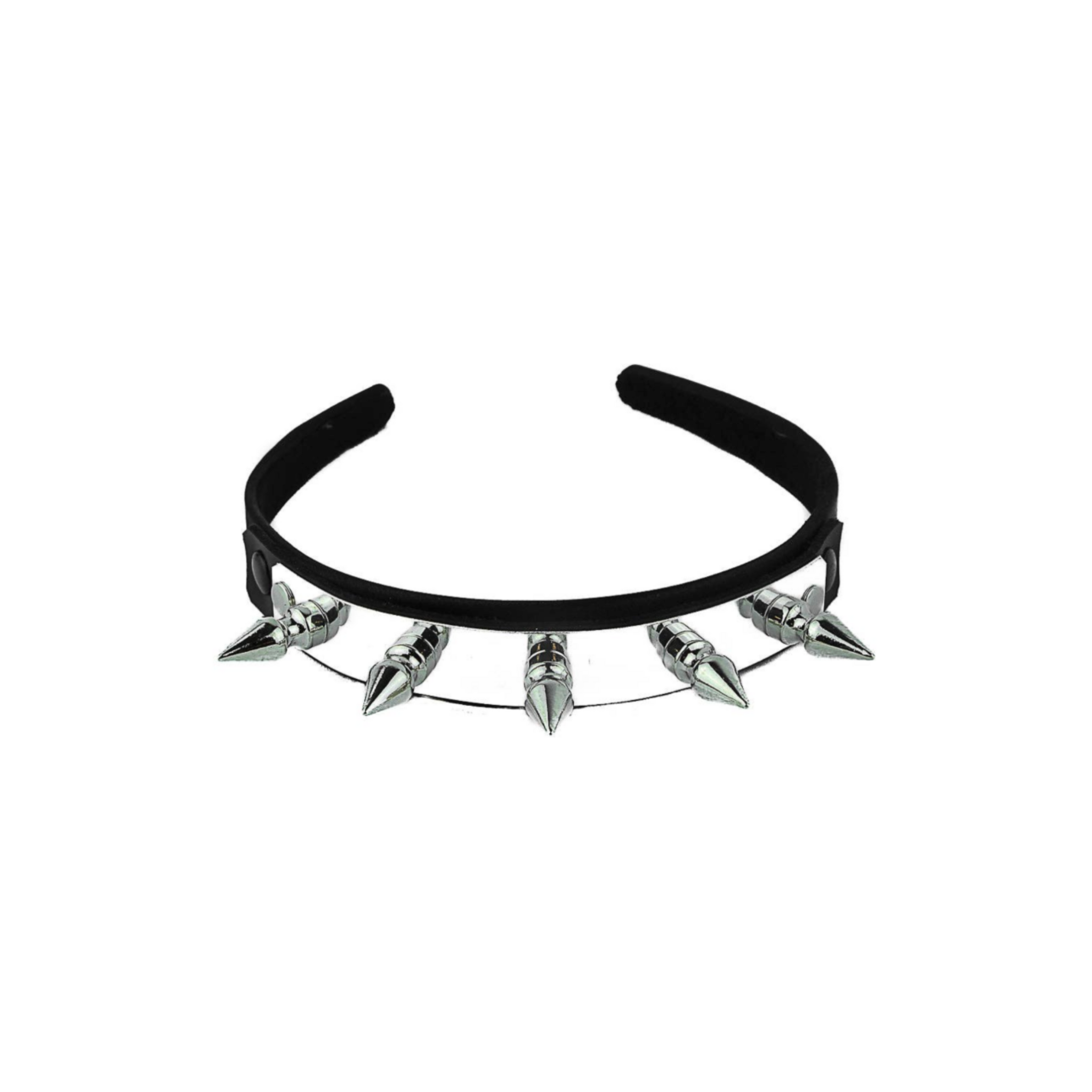 metal plate spike headband gothic punk accessory silver spiked crown fetish fashion bold statement hair band