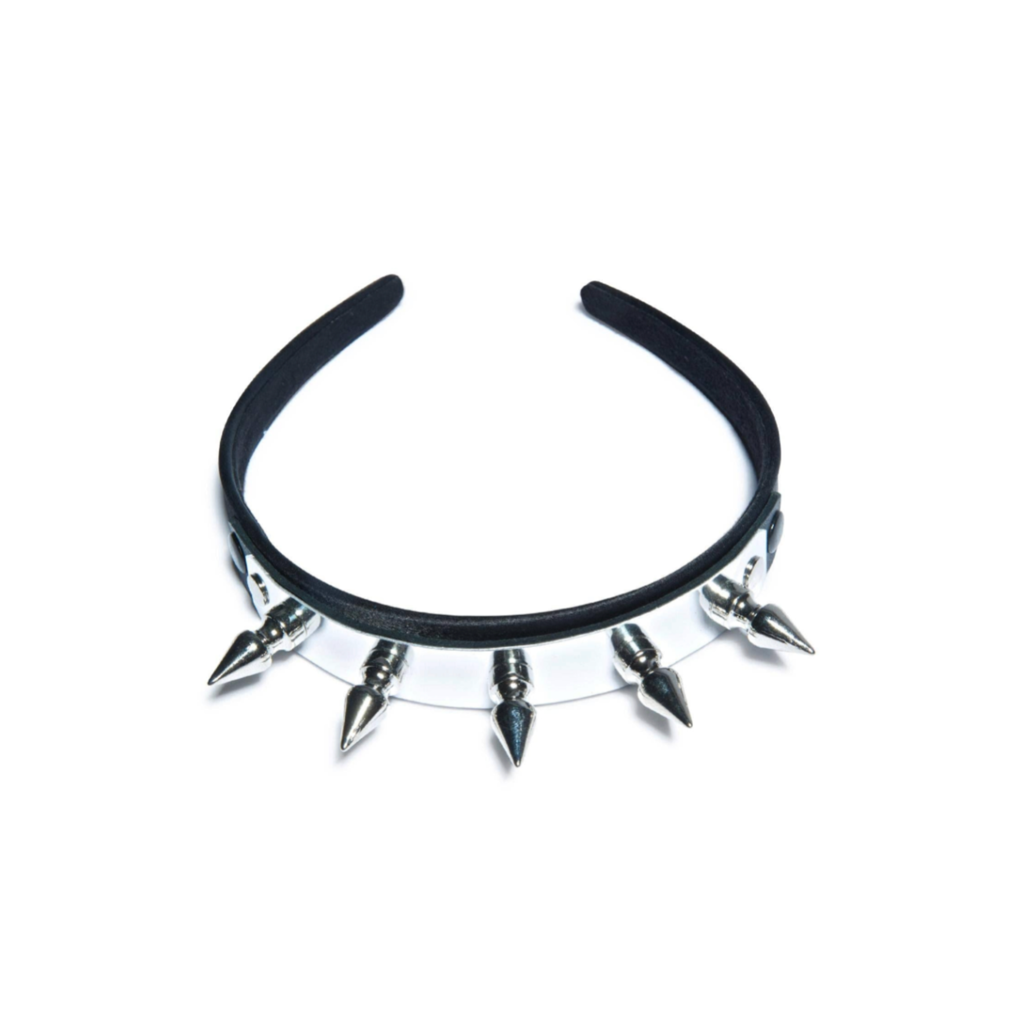 metal plate spike headband gothic punk accessory silver spiked crown fetish fashion bold statement hair band
