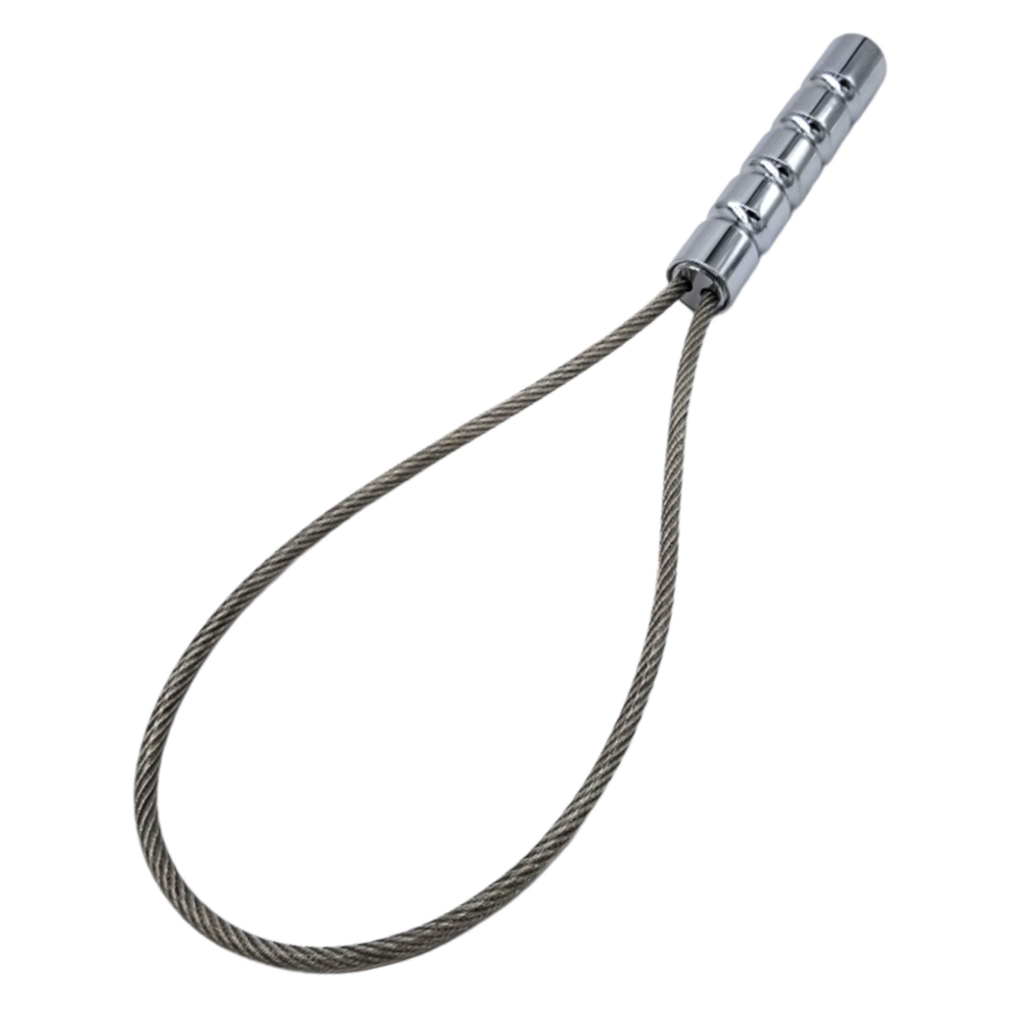 Stainless-steel plastic-coating steel-cable braided-steel accessories slapper rug-beater intimdating unique fun bondage bdsm bdsm-toys bdsm-gear sadism masochism sadomasochism sadist masochist sadomasochist kink kinky kinky-play impact impact-toys impact-play spanking pain discipline sharp-pain sharp-slaps adult-toys silver