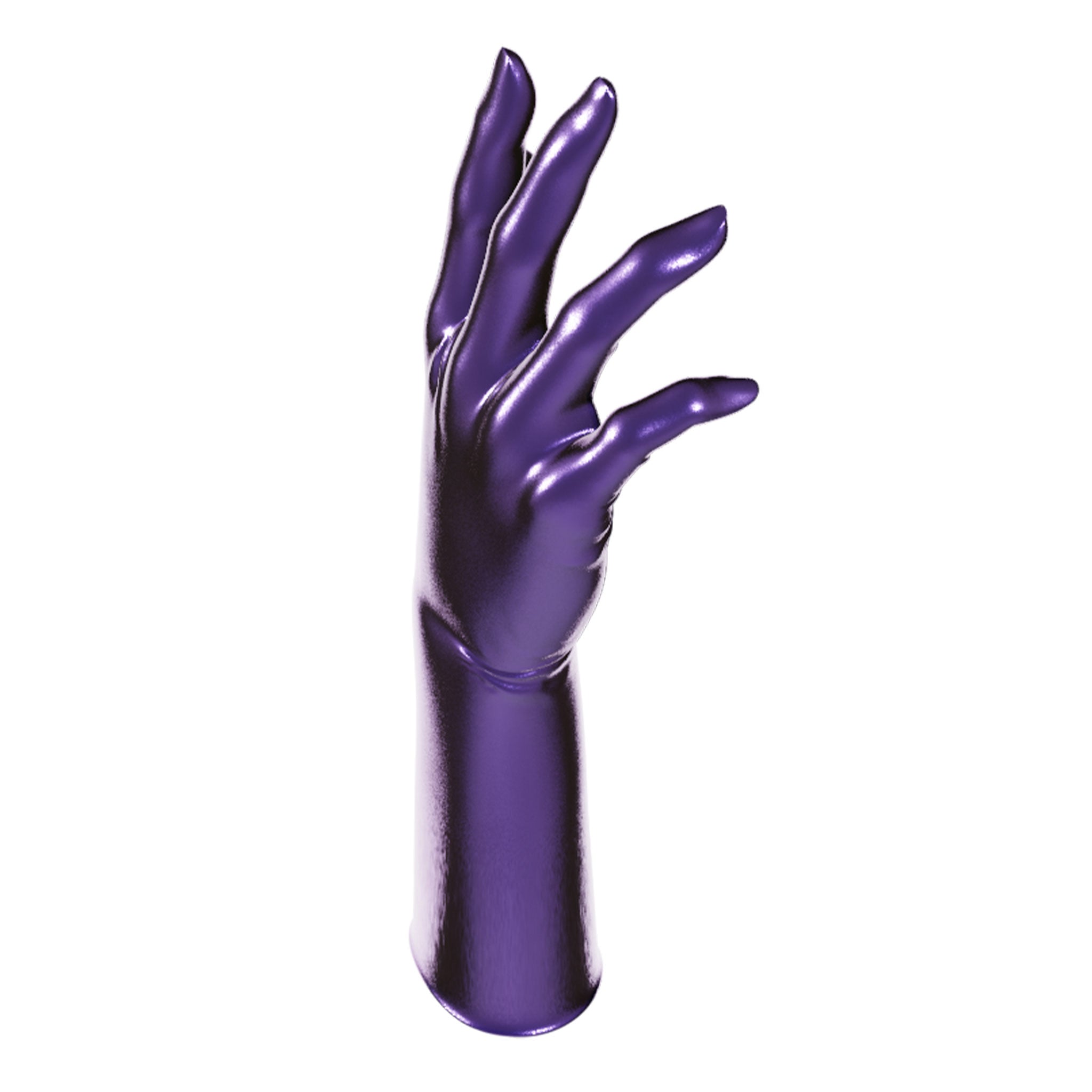 Latex rubber accessories gloves full-fingered mid-arm wrist mid-forearm forearm fetish fashion alt-fashion medical medical-play kink kinky kinky-play bdsm bdsm-gear unisex purple metallic-purple heptazion hepatizon 