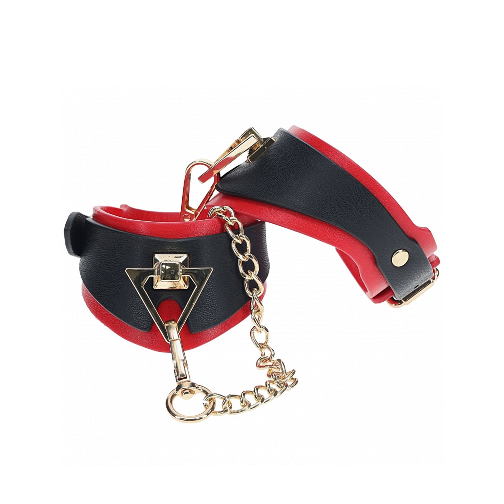 Leather bonded PU PVC cuffs wrist wristcuffs wrist-cuffs bdsm bondage domination bdsm-gear kink kinky kinky-play stylish fetish fashion milan ouch black red gold 