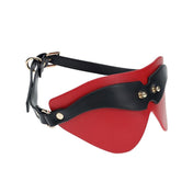Leather bonded PU PVC blindfold two-tone adjustable ergonomic bdsm bdsm-gear bondage kink kinky kinky-play sensory-play sensory milan ouch fetish fashion accessories red black gold