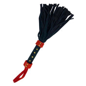 Leather suede cowhide cow hide cow-hide authentic soft flogger whip bondage bdsm sadism masochism sadomasochism impact impact-play impact-toys kink kinky kinky-play kinky-toys adult-toys black red