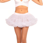 Polyester elastic-waistband tulle accessories apparel bottoms intimates undergarments underskirt skirts petticoat layered-skirt layered mini-skirt short-skirt sexy flirty fun volume-adding fetish fashion alt-fashion alternative ravewear rave raver-babe dancewear kink kinky kinkwear exhibition costume cosplay halloween halloween-accessories princess fairytale fantasy ballerina bunny DIY-costume female femme feminine womens white