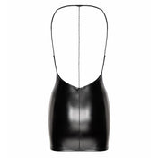 Wetlook power-wetlook rhinestone chain apparel dress mini-dress open-back sleeveless spaghetti-strap removable-chain shiny glossy matte-finish adjustable dramatic daring stunning sophisticated decorative luxurious glamorous elastic stretchy fetish fashion alt-fashion party upscale formal clubbing clubwear party-girl kink kinky kinkwear costume cosplay halloween noir-collection female femme feminine womens black 