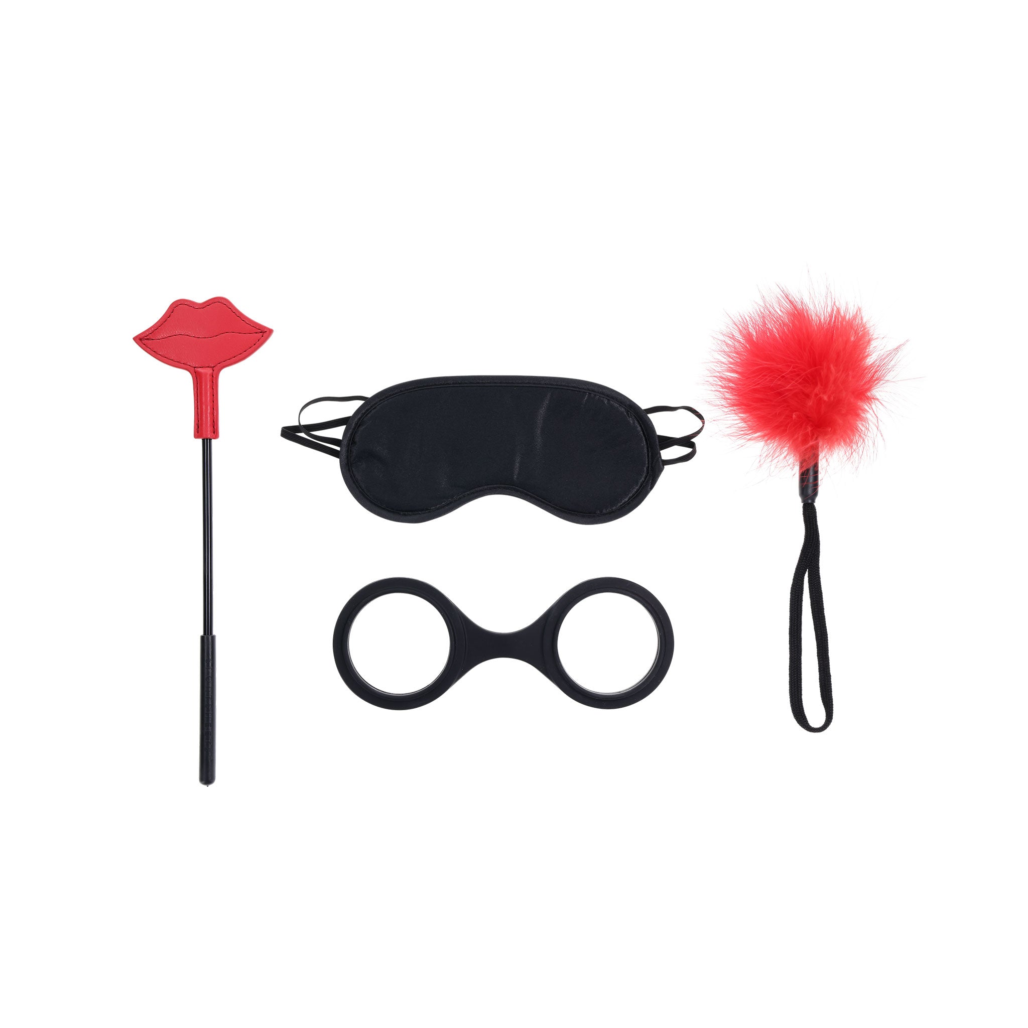 Sensory-play play sensory-kit riding-crop crop riding blindfold blind-fold satin silicone stretchy cuffs feather tickler adult-toys kink kinky kinky-play sensory couples bdsm bdsm-play bdsm-gear erotic adult-toys