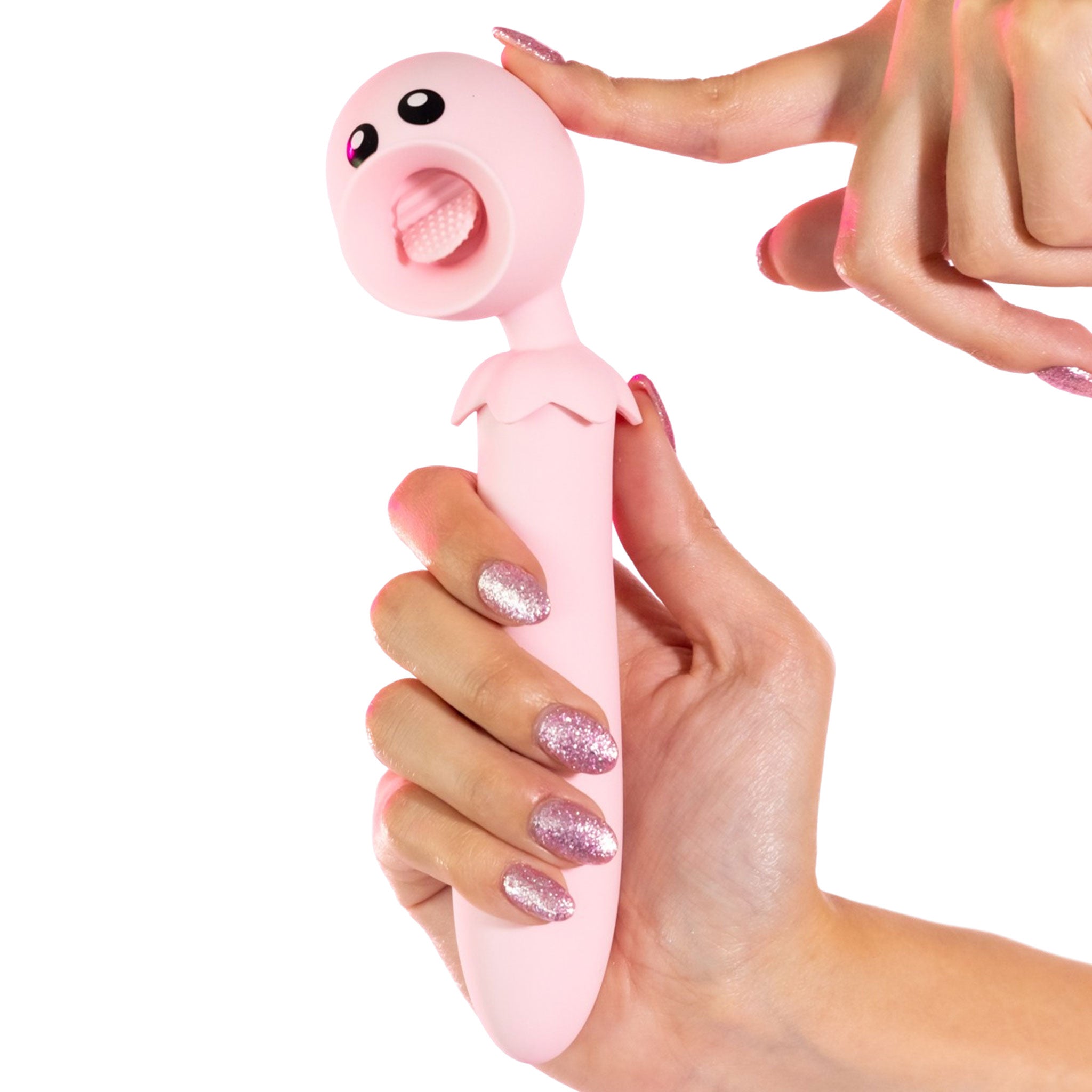 ABS-plastic silicone accessories insertable wand vibrator vibe vibration vibrating clit clitoral clitoris clitoral stim stimulator stimulating stimulation dildo full-size flicking flicker nipple-play external internal textured-tongue dual-motor dual-play waterproof usb-rechargeable double-ended flexible kink kinky kinky-toys kinky-play holiday valentines valentines-collection gifts female femme feminine womens adult-toys pink 