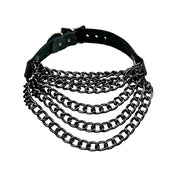 Leather vegan-leather hanging-chains accessories necklace choker collar multi-layer D-ring adjustable buckle fashion alt-fashion alternative rock punk goth gothic costume cosplay halloween halloween-couture halloween-lookbook unisex black