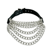 Leather vegan-leather hanging-chains accessories necklace choker collar multi-layer D-ring adjustable buckle fashion alt-fashion alternative rock punk goth gothic costume cosplay halloween halloween-couture halloween-lookbook unisex silver