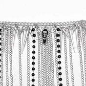 316 stainless steel chain chains bead beads necklace body harness hanging charm pendant spike spikes skull skulls coffin coffins cross crosses alt fetish punk goth gothic high fashion multi-layered multilayered accessories edgy bold cool jewelry seraphina silver black