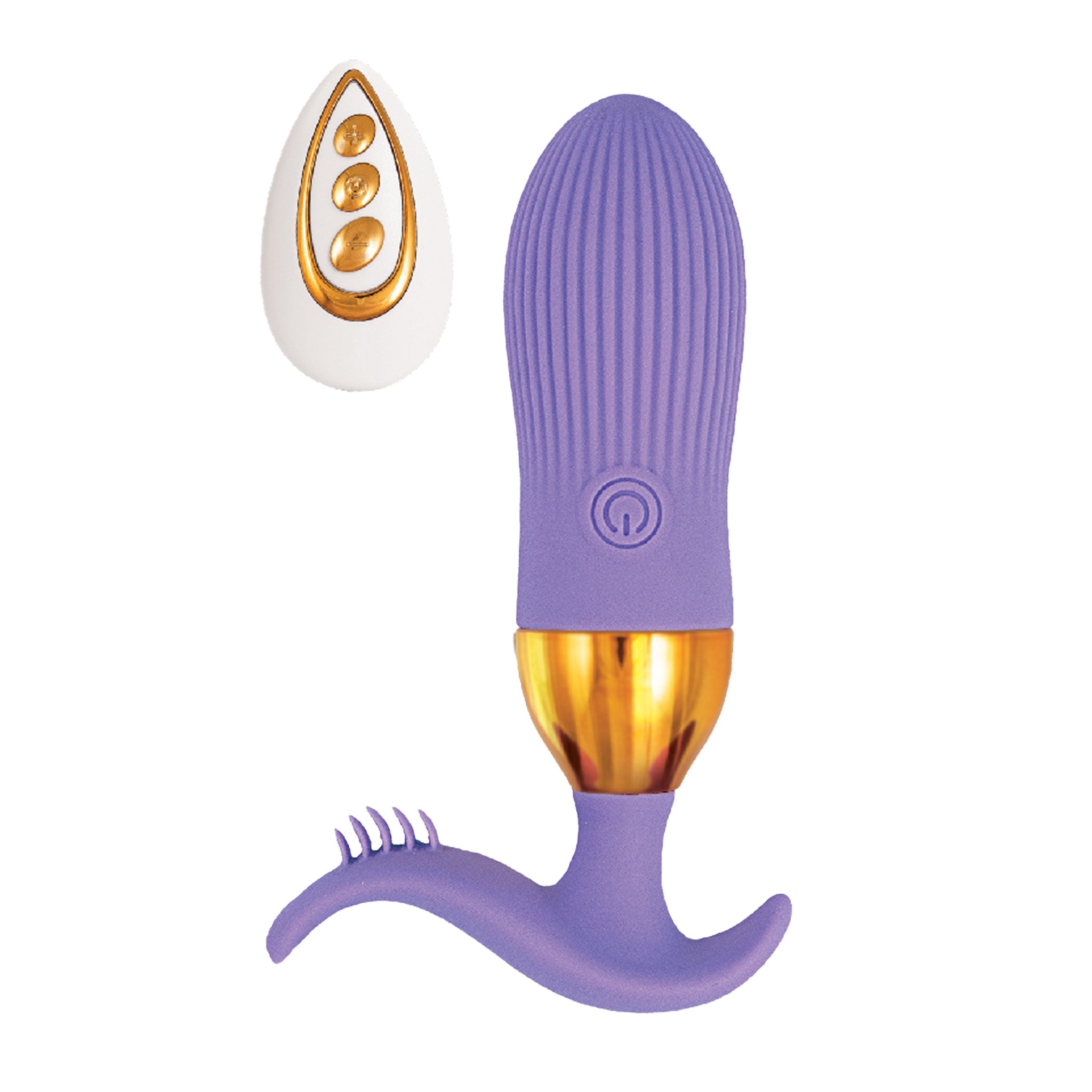 Magic Tickler Vibrating Textured Silicone Plug Clitoral Stim Bullet- Purple