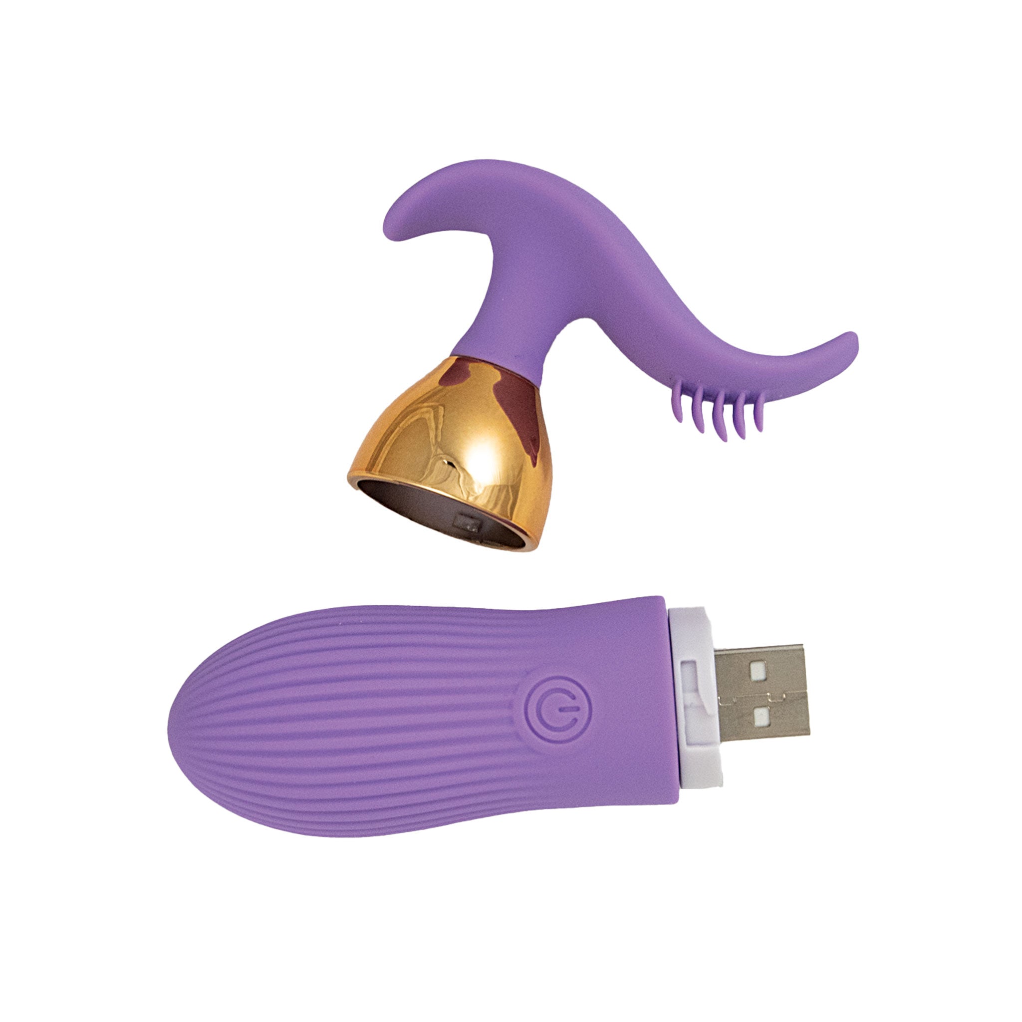 Magic Tickler Vibrating Textured Silicone Plug Clitoral Stim Bullet- Purple