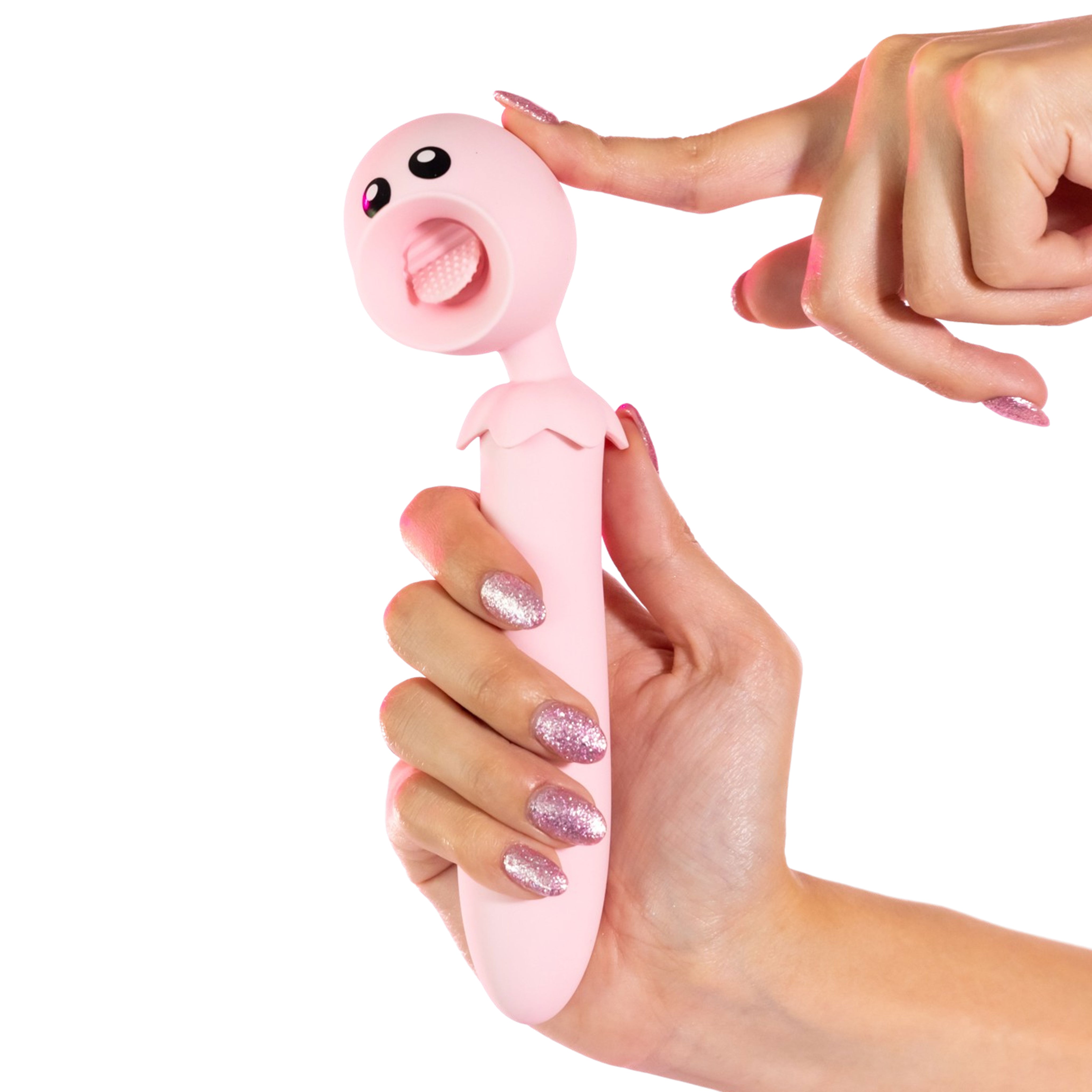 Mr. Eggplant Head Clit Flicker Flexy Vibrating Wand- Pink