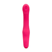 Silicone body-safe tapping curved vibrator ring grip holder multi-speed usb-rechargeable water-submersible g-spot clit stimulator pink