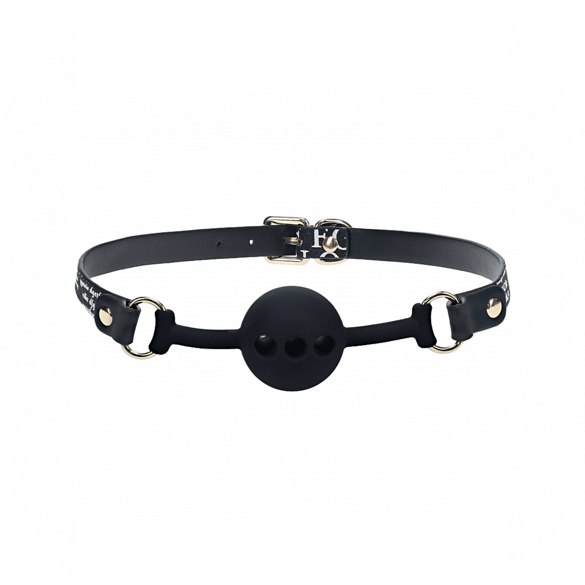 Leather bonded PU PVC gag mouth ball breathable ventilated adjustable buckle O-ring new-york ny nyc bdsm bondage bdsm-gear kink kinky kinky-play accessories adult-toys black white glitter