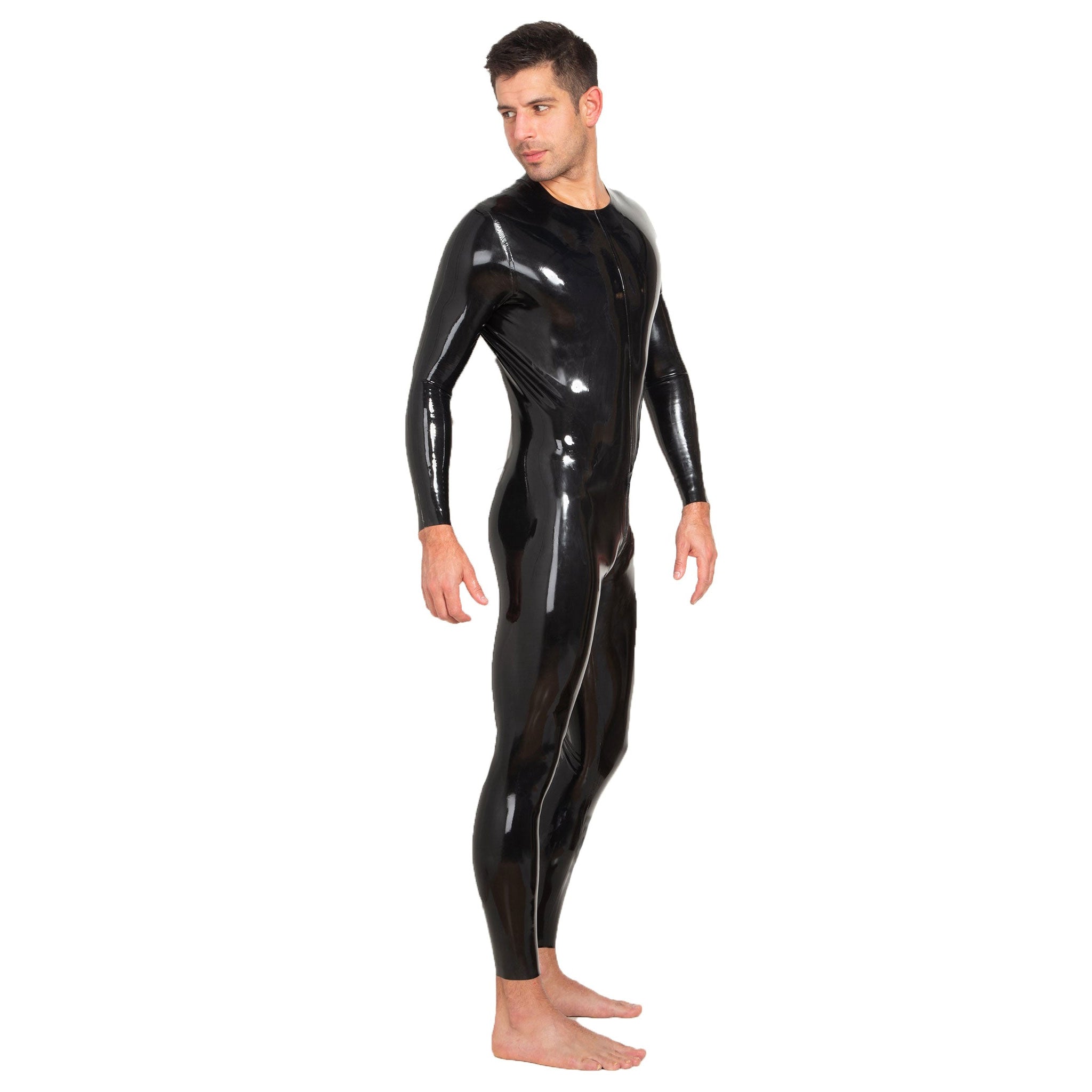 Latex rubber one-piece onesies onesie catsuit cat-suit neck-entry longsleeve long-sleeve sleeves sleeved crotch-zip front-to-back peekaboo peek-a-boo
entrapment sensual fetish fashion alt-fashion bdsm-fashion bdsm-gear male masculing masc mens dudes guys black