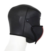 Neoprene hood perforated sensory deprivation blindfold gag snap-button removable bondage bdsm bdsm-gear kink kinky kinky-play accessories black red