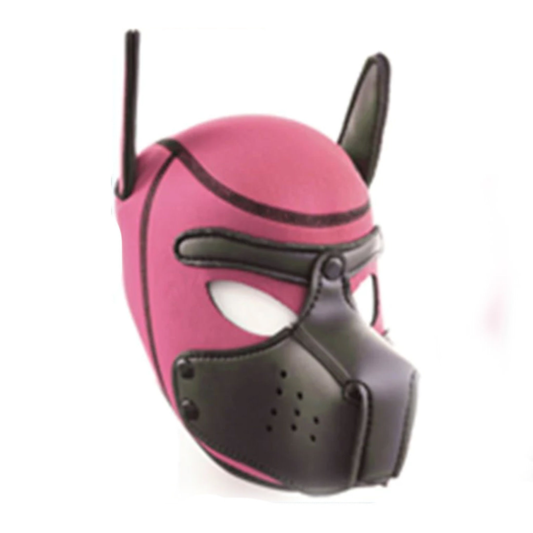 neoprene puppy hood poseable ears removable muzzle snap buttons eye openings lightweight hood cosplay fetish accessory puppy play mask comfortable slip on headwear alternative fashion