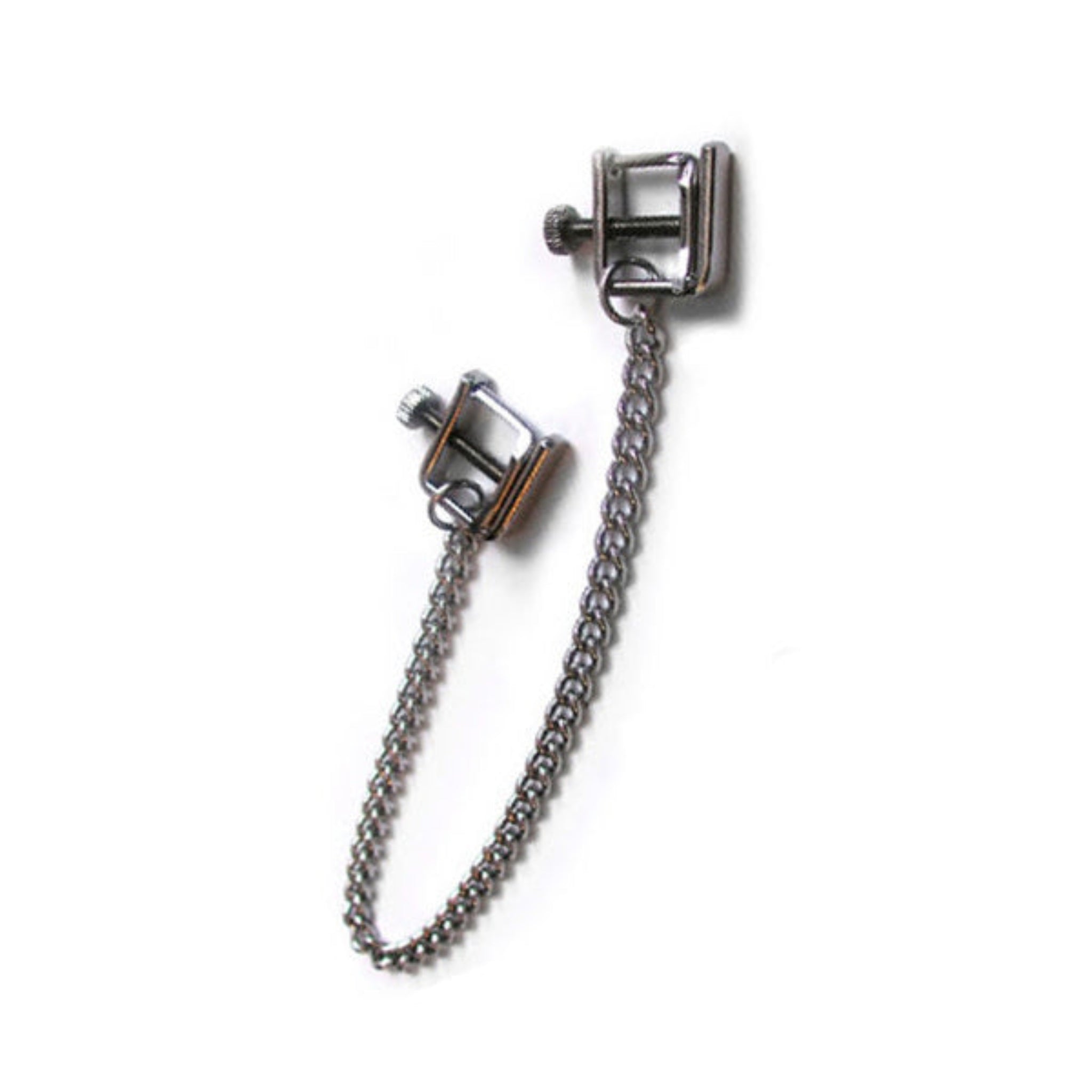 nipple clamps thumb screw adjustable metal 12-inch chain removable BDSM fetish sensory teasing restraint accessory